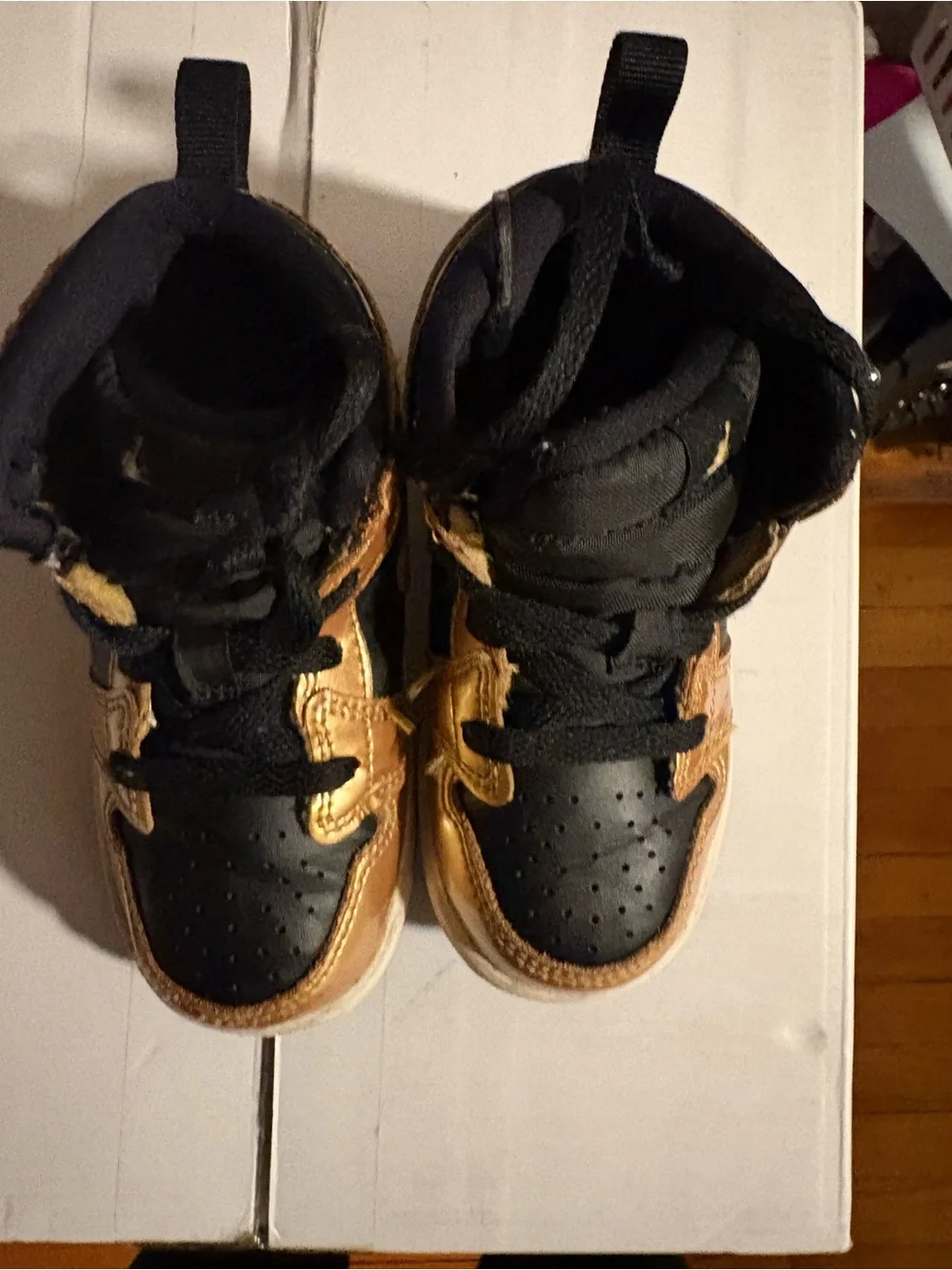 Nike Kids Black and Gold High-Top Sneakers